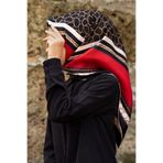Vissona % 57 İPEK % 43 VİSKON Twill İpek Gold Halka Desenli Kırmızı - Siyah Renkli 90x90 Eşarp Dikim Şekli :