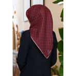Vissona %57 İPEK %43 VİSKON Twill İpek Leopar Desenli Bordo Renkli 90x90 Eşarp Dikim Şekli : El Dikişi