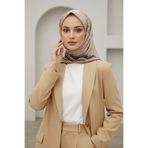 Vissona % 57 İPEK % 43 VİSKON Twill İpek Mermer Desenli Taş Renkli 90x90 Eşarp Dikim Şekli : El Dikişi