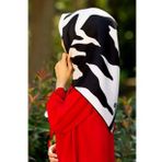 Vissona 8365-01-03 Siyah-Krem Dalga Desenli Tivil İpek Eşarp