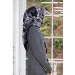 Vissona DGN50941-01-03 Siyah-Gri Çiçek Desenli Tivil İpek Eşarp