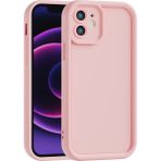 Vissona iPhone 12 Mini Uyumlu Kamera Çıkıntılı Mat Silikon Telefon Kılıfı - Pembe