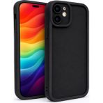 Vissona iPhone 12 Mini Uyumlu Kamera Çıkıntılı Mat Silikon Telefon Kılıfı - Siyah