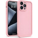 Vissona iPhone 14 Pro Max Uyumlu Kamera Çıkıntılı Mat Silikon Telefon Kılıfı - Pembe