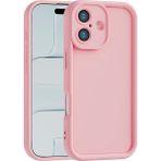 Vissona iPhone 16 Plus Uyumlu Kamera Çıkıntılı Mat Silikon Telefon Kılıfı - Pembe