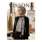 Vissona KREP GEOMETRİK DESENLİ SİYAH - BEYAZ RENKLİ 75X195 KIRIŞMAZ ŞAL