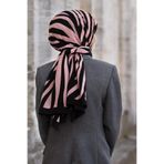 Vissona KREP KIRIŞMAZ ŞAL ZEBRA DESENLİ SİYAH - PUDRA RENKLİ 75X195