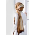 Vissona LÜKS MEDİNE İPEĞİ BATİK DESENLİ TABA RENKLİ 75X195 KIRIŞMAZ ŞAL MOSS KREP DİKİŞ TİPİ İTALYAN DİKİŞLİ
