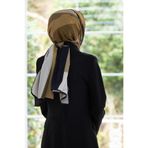 Vissona LÜKS MEDİNE İPEĞİ ÇİÇEK VE YAPRAK DESENLİ BEJ - SİYAH RENKLİ 75X195 KIRIŞMAZ ŞAL MOSS KREP DİKİŞ TİP