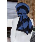 Vissona LÜKS MEDİNE İPEĞİ ÇİZGİLİ DESENLİ İNDİGO - SİYAH RENKLİ 75X195 KIRIŞMAZ ŞAL MOSS KREP DİKİŞ TİPİ İTA