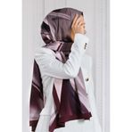 Vissona LÜKS MEDİNE İPEĞİ DALGA DESENLİ PUDRA - ŞARABİ RENKLİ 75X195 KIRIŞMAZ EŞARP MOSS KREP DİKİŞ TİPİ İTA