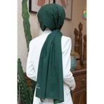 Vissona LÜKS MEDİNE İPEĞİ DEGRADELİ MONOGRAM DESENLİ ZÜMRÜT YEŞİLİ RENKLİ 75X195 KIRIŞMAZ ŞAL MOSS KREP DİKİ
