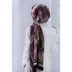 Vissona LÜKS MEDİNE İPEĞİ DUMAN DESENLİ KREM - BORDO RENKLİ 75X195 KIRIŞMAZ EŞARP MOSS KREP DİKİŞ TİPİ İTALY