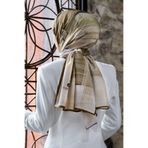 Vissona LÜKS MEDİNE İPEĞİ FIRÇA DESENLİ HARDAL RENKLİ 75X195 KIRIŞMAZ ŞAL MOSS KREP DİKİŞ TİPİ İTALYAN DİKİŞ