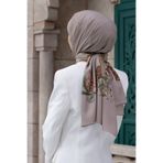 Vissona LÜKS MEDİNE İPEĞİ NAKIŞ ÇİÇEK DESENLİ TAŞ RENKLİ 75X195 KIRIŞMAZ ŞAL MOSS KREP DİKİŞ TİPİ İTALYAN Dİ