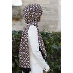 VISSONA LÜKS MEDİNE İPEĞİ ŞAL SİYAH/SÜTLÜ KAHVE 75x190