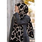 Vissona LÜKS MEDİNE İPEĞİ TAŞ DESENLİ SİYAH - BEJ RENKLİ 75X195 KIRIŞMAZ ŞAL MOSS KREP DİKİŞ TİPİ İTALYAN Dİ