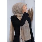 Vissona LÜKS MEDİNE İPEĞİ V DESENLİ BEJ RENKLİ 75X195 KIRIŞMAZ ŞAL MOSS KREP DİKİŞ TİPİ İTALYAN DİKİŞLİ