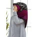 Vissona Mürdüm-siyah Zebra Desenli Tivil İpek Eşarp 17536-0026-0001