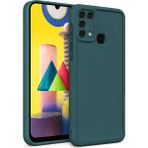 Vissona Samsung Galaxy M31 / M21s / F41 Uyumlu Kamera Korumalı Mat Silikon Telefon Kılıfı - Yeşil