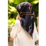 Vissona Siyah Saks Karma Desen Tivil İpek Eşarp 10653-0001-0032