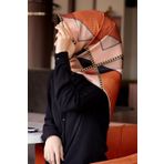 Vissona Tivil İpek Eşarp 17094-0004-0014 Turuncu Karışık Desen