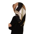 VISSONA Twill İpek Eşarp BEJ/SİYAH 90x90