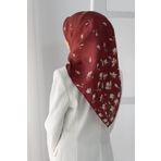 VISSONA Twill İpek Eşarp BORDO-1 92X92