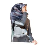 VISSONA Twill İpek Eşarp GÜMÜŞ/SİYAH 90x90