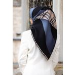 VISSONA Twill İpek Eşarp İNDİGO/SİYAH 90x90