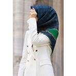 VISSONA Twill İpek Eşarp LACİVERT/ZÜMRÜT YEŞİLİ 90x90
