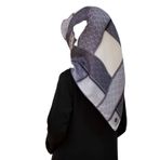 VISSONA Twill İpek Eşarp SİYAH/GRİ 90x90
