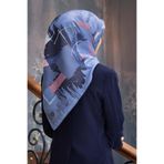 Vissona%100 Twill İpek Geometrik Desenli İndigo - Gül Kurusu Renkli 90x90 Eşarp Dikim Şekli : El Dikişi İNDİGO/GÜL KURUSU 90x90