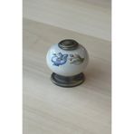 Vista Doro Dilek Gerçek Porselen Mavi Çiçek Düğme Kulp %100 Pirinç Eskitme Çekmece/Vestiyer/Gardırop