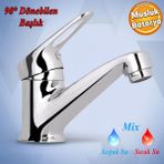 Vista Mix Batarya Krom Lavabo Banyo Mutfak Musluğu Musluk Mermer Tezgah Üstü Çift Su Giriş Evye