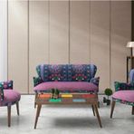 Vistaso Concept Etnik Desen Çay Seti Koltuk Takımı - Salon - Balkon - 2+1+1 (Mor)