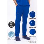 Vistros Medikal Unisex Doktor Hemşire Forması Medikal Forma Cerrahi Saks Mavi Pantolon Likralı Kumaş (Alt) V-008A