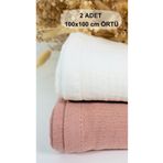 Vita Cherie 2’li Set Müslin Bebek Örtüsü | 100x100 Cm | %100 Pamuk | Ekru & Pembe | Hassas Ciltler Için