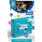 Vita-magne 60 Kapsül Magnezyum Malat- Sitrat & Bisglisinat Vitamin B6 B12 C D3 Gıda Takviyesi