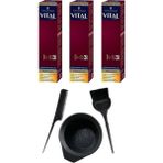 Vital Colors 7-56 Karamel Kumral 3x60 ml Tüp Saç Boyası + Saç Boyama Seti