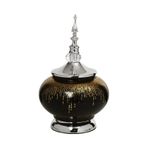 Vitale 30 cm AK.JE0020 Amber Silver Kapaklı Vazo