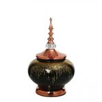 Vitale 30 cm AK.JE0021 Amber Bronz Kapaklı Vazo