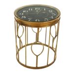 Vitale 51.5 x 51.5 x 61 cm Gold Metal Halka Saatli Sehpa