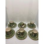 Vitale 6 Lı Kaz Ayağı Desen Kahve Fincanı (Yeşil)