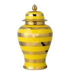 Vitale Dory Çizgili Vazo Sarı Gold 14x22x38 Cm Ak.wlt0621