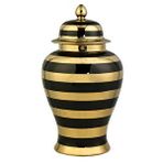 Vitale Dory Çizgili Vazo Siyah Gold 14x22x38 Cm Ak.wlt0613 Renksiz