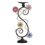 Vitale Saga Çiçekli Metal Mumluk 11x40 Cm Ak.ga0022 Beyaz