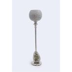 Vitale Tarnıshed Cam Metal Mumluk 12.7*12.7 Cm Beyaz