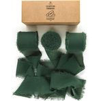 Vitalizart 3 Rulo El Yapımı Püsküllü Şifon İpek Kurdele 3,8 cm x 7 m Düğün Davetiyeleri, Gelin Buketleri, Hediye Paketleme, Kendin Yap El Sanatları için Koyu Yeşil Kurdele Seti
