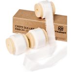 Vitalizart Beyaz Kurdele Çift Yüzlü İpeksi Saten Kurdele 5/8 "Krep İpek Gibi El Yapımı Yıpranmış Saçak Hediye Paketleme Bebek Duş Düğün Gelin Buketleri Tatil Dekoru 15 Yard Krem Fildişi Beyaz